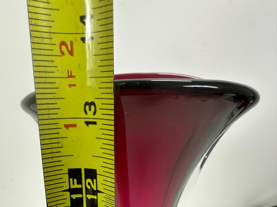 Matthew Buechner Thames Studio Art Glass Sommerso Purple Tulip Vase 13.5H [Photo 13]