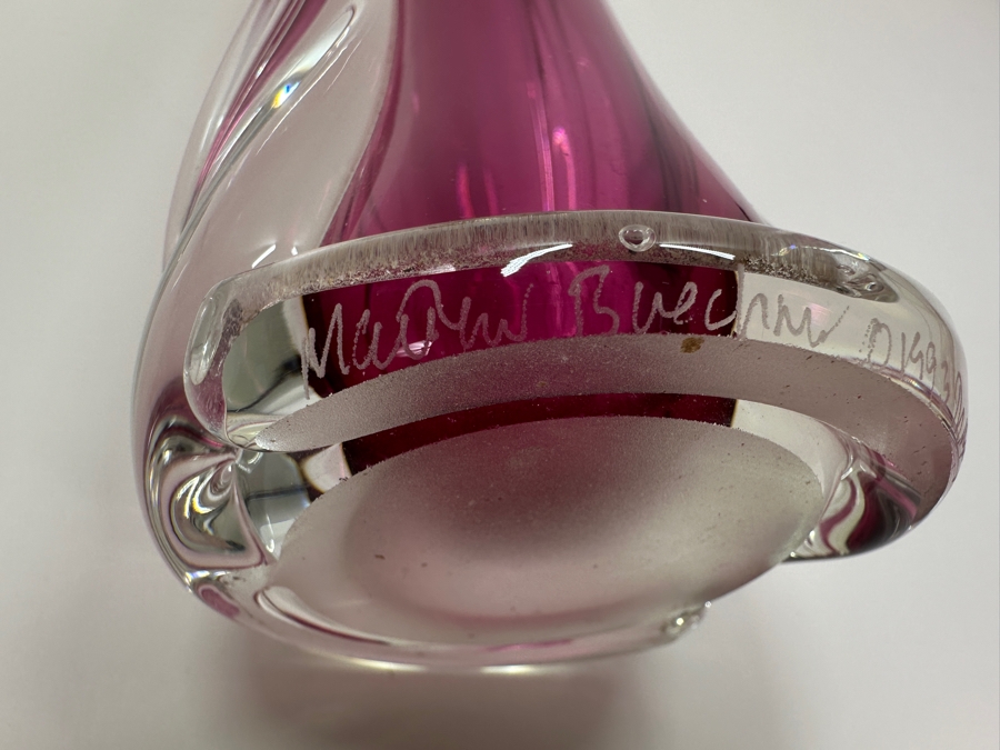 Matthew Buechner Thames Studio Art Glass Sommerso Purple Tulip Vase 13.5H [Photo 7]