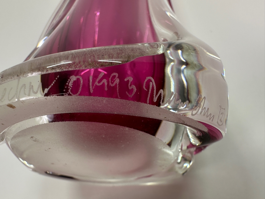 Matthew Buechner Thames Studio Art Glass Sommerso Purple Tulip Vase 13.5H [Photo 10]