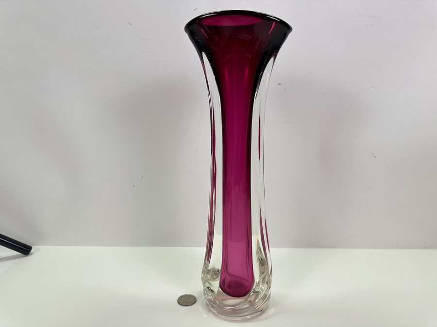 Matthew Buechner Thames Studio Art Glass Sommerso Purple Tulip Vase 13.5H [Photo 5]