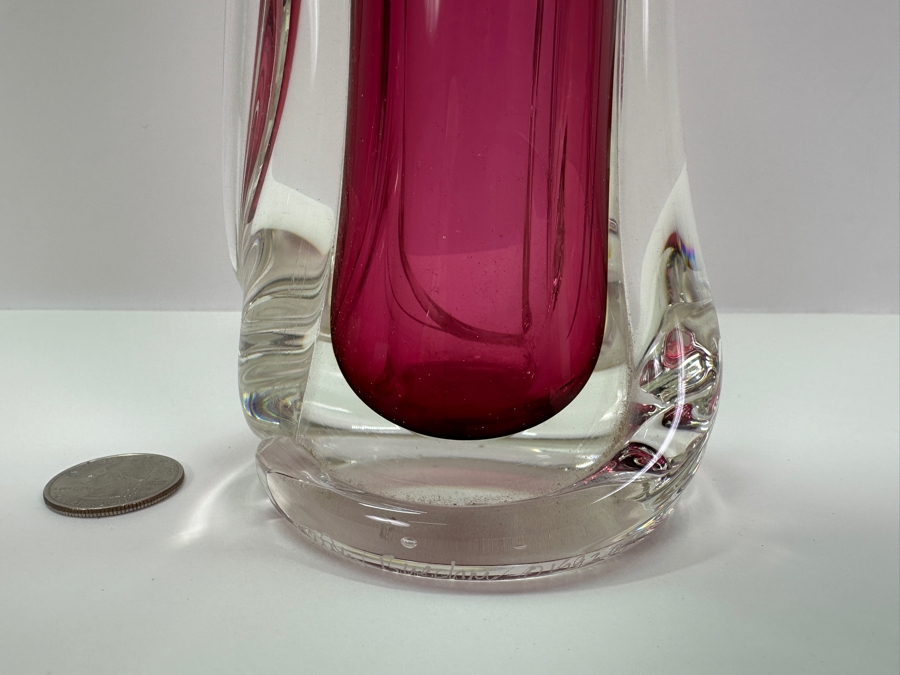 Matthew Buechner Thames Studio Art Glass Sommerso Purple Tulip Vase 13.5H [Photo 4]