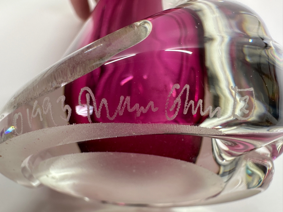 Matthew Buechner Thames Studio Art Glass Sommerso Purple Tulip Vase 13.5H [Photo 12]