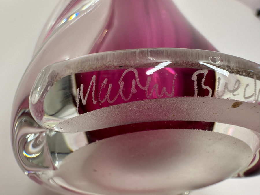 Matthew Buechner Thames Studio Art Glass Sommerso Purple Tulip Vase 13.5H [Photo 8]