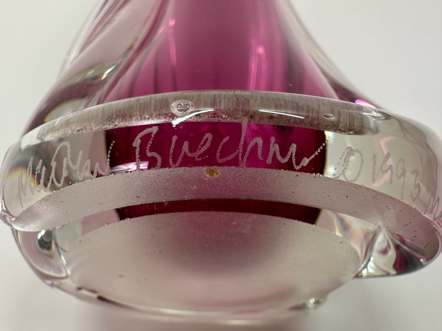 Matthew Buechner Thames Studio Art Glass Sommerso Purple Tulip Vase 13.5H [Photo 9]