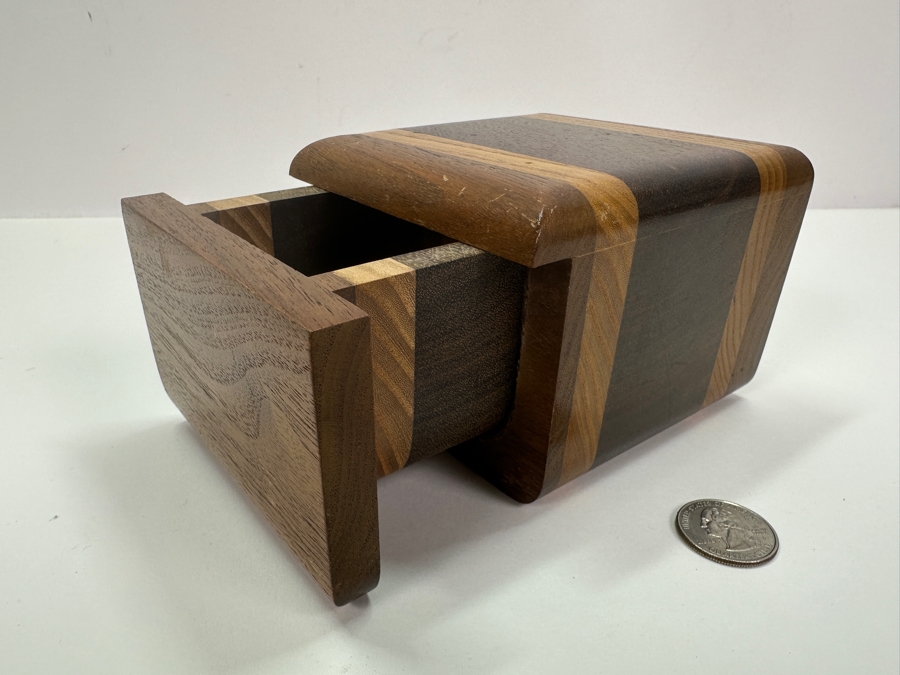 Handmade Wooden Box Featuring Various Shedua, Oak & Walnut Woods 5W X 4D X 3H [Photo 2]