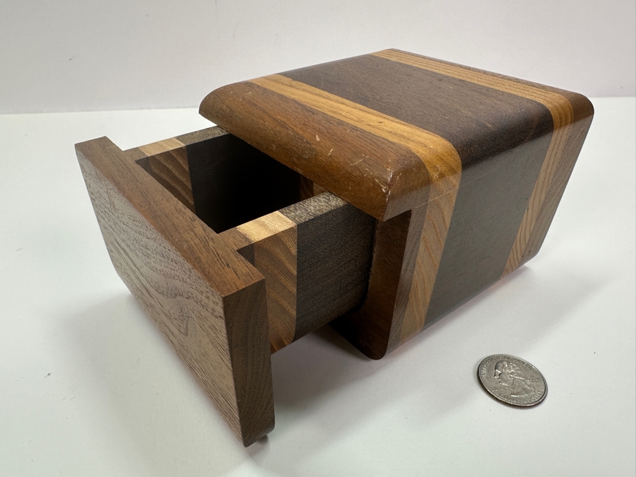 Handmade Wooden Box Featuring Various Shedua, Oak & Walnut Woods 5W X 4D X 3H [Photo 3]