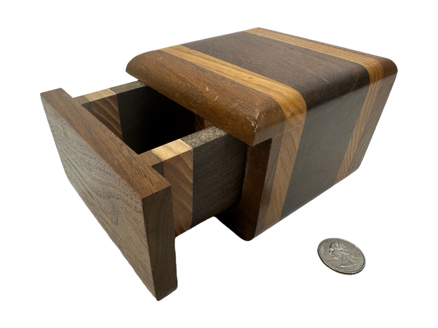Handmade Wooden Box Featuring Various Shedua, Oak & Walnut Woods 5W X 4D X 3H [Photo 1]