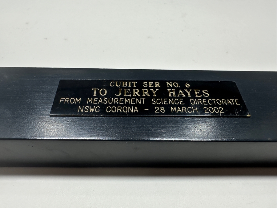 Egyptian Cubit Ser No. 6 Ruler 19 1/8' Presented To Jerry Hayes Along With A Framed 'The Story Of The Egyptian Cubit' Poster Presented To Jerry Hayes (Father Of NAVY Metrology) By The Naval Surface Warfare Center Corona Division 32 X 25 [Photo 6]
