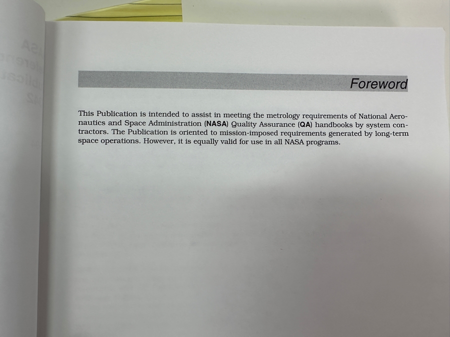 NASA Reference Publication 1342 June 1994 Metrology - Calibration And Measurement Processes Guidelines (Jerry Hayes) And NASA Coffee Cup [Photo 5]