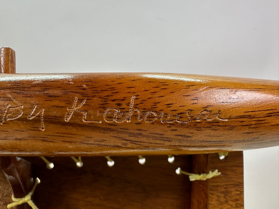 Handmade Artist Signed Koa Wood Manini Hawaiian Sailing Canoe Model - Boat And Base Signed By Artist Kahawai [Photo 10]