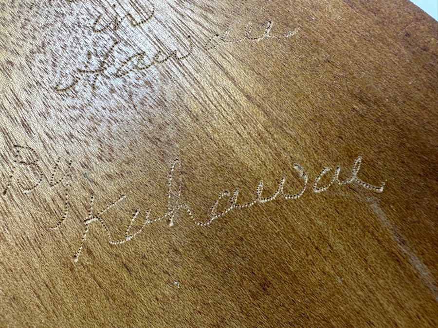 Handmade Artist Signed Koa Wood Manini Hawaiian Sailing Canoe Model - Boat And Base Signed By Artist Kahawai [Photo 14]