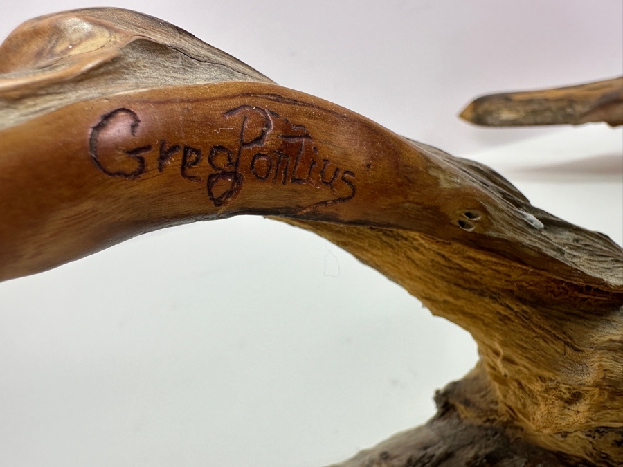 Greg Pontius (B. 1945, American) Incredible Life-size Carved Wooden Sea Turtle Milo Turtle From Hawaii 30'W X 17'D X 7'H [Photo 17]