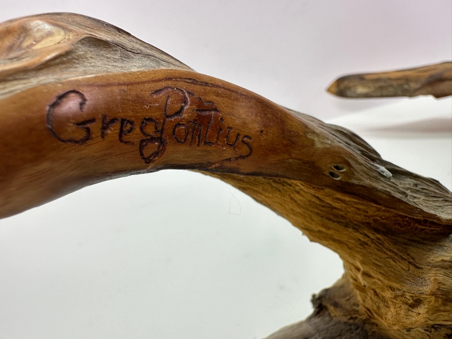 Greg Pontius (B. 1945, American) Incredible Life-size Carved Wooden Sea Turtle Milo Turtle From Hawaii 30'W X 17'D X 7'H [Photo 16]