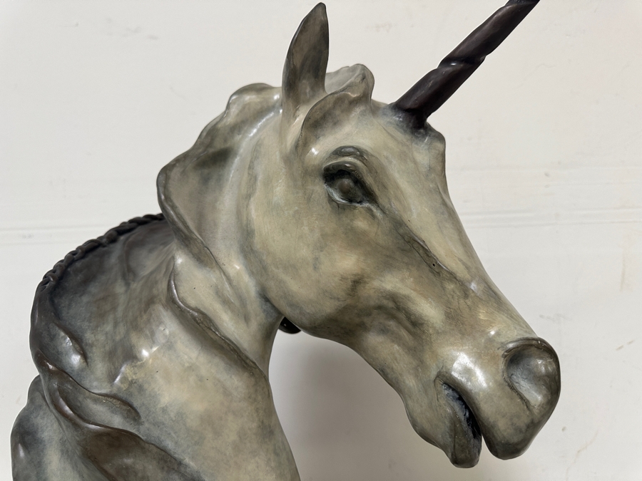 Ronald C. Singerton Bronze Unicorn Sculpture Titled 'Whispers To A Unicorn' Edition Number 1 Of 35 With C.O.A. 13W X 11D X 22H [Photo 12]