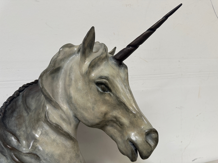 Ronald C. Singerton Bronze Unicorn Sculpture Titled 'Whispers To A Unicorn' Edition Number 1 Of 35 With C.O.A. 13W X 11D X 22H [Photo 4]
