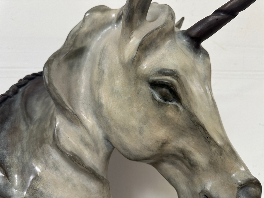 Ronald C. Singerton Bronze Unicorn Sculpture Titled 'Whispers To A Unicorn' Edition Number 1 Of 35 With C.O.A. 13W X 11D X 22H [Photo 5]