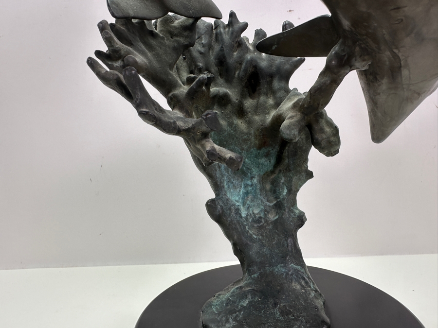 Dale Joseph Evers (B. 1955, Hawaii) Bronze Dolphin Sculpture Limited Edition Artist Signed On Marble Base 6W X 15.5H [Photo 16]