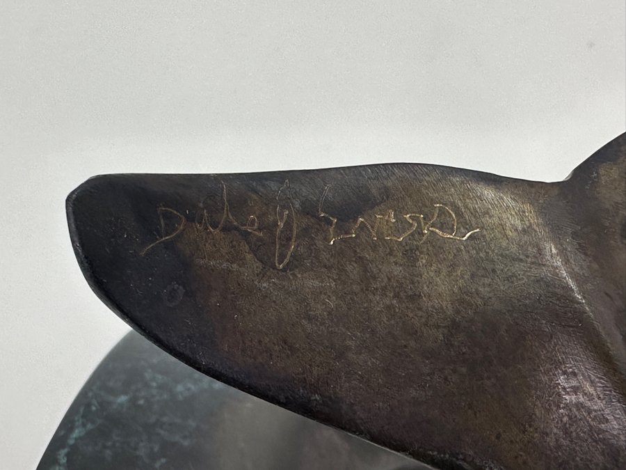 Dale Joseph Evers (B. 1955, Hawaii) Bronze Dolphin Sculpture Limited Edition Artist Signed On Marble Base 6W X 15.5H [Photo 9]