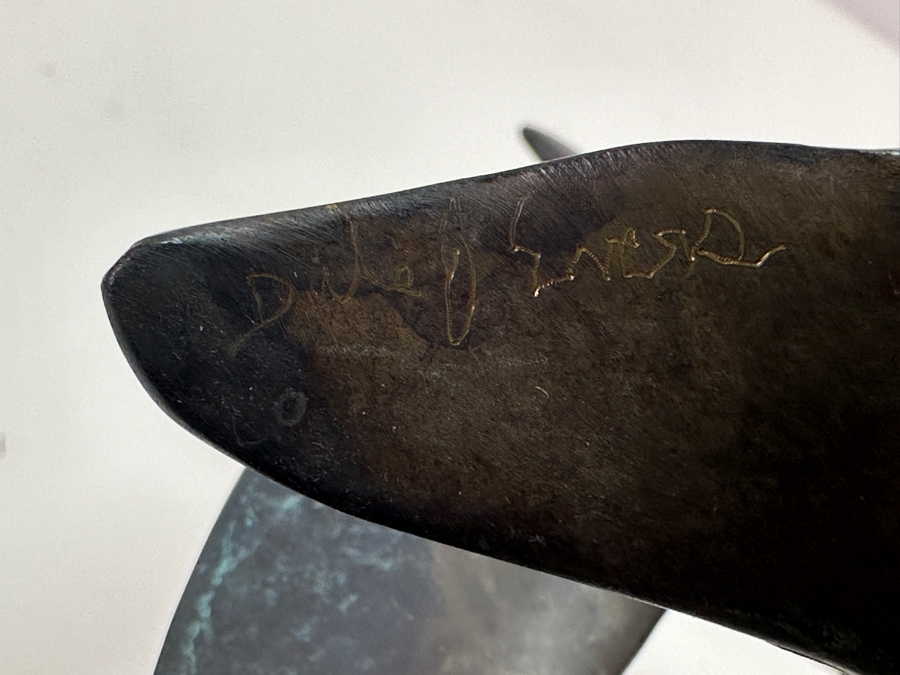 Dale Joseph Evers (B. 1955, Hawaii) Bronze Dolphin Sculpture Limited Edition Artist Signed On Marble Base 6W X 15.5H [Photo 11]