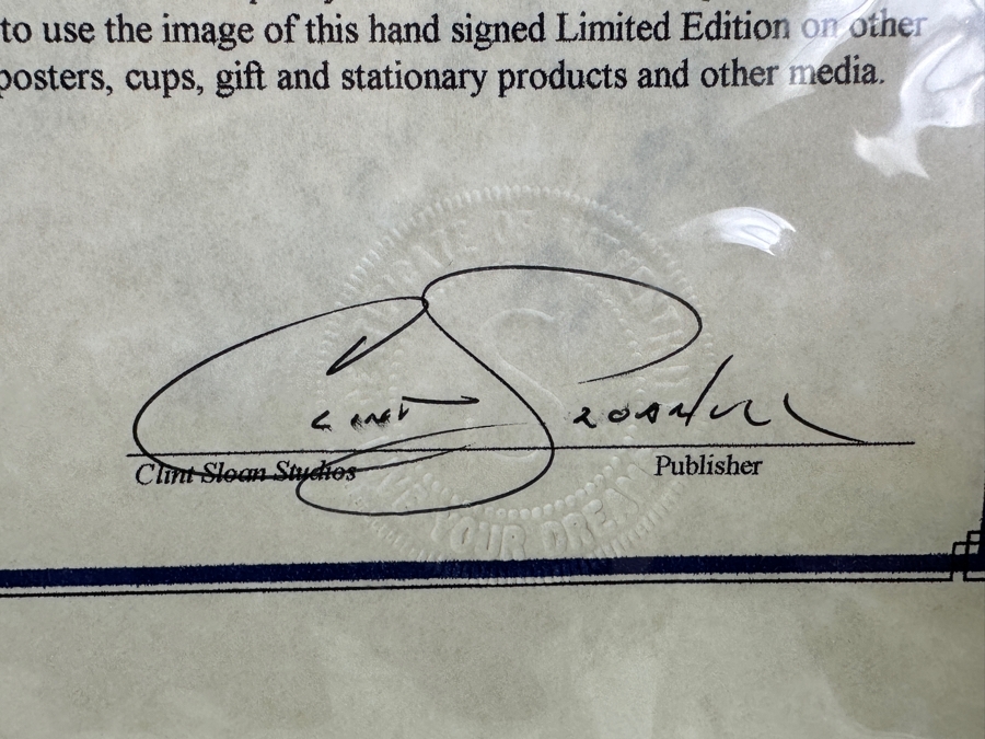 Clint Sloan Hand Signed Limited Edition Giclee Print Titled 'Spirit Of Pele' Numbered 12 Of 100 Dated 2000 10 X 25 Framed With C.O.A. [Photo 11]