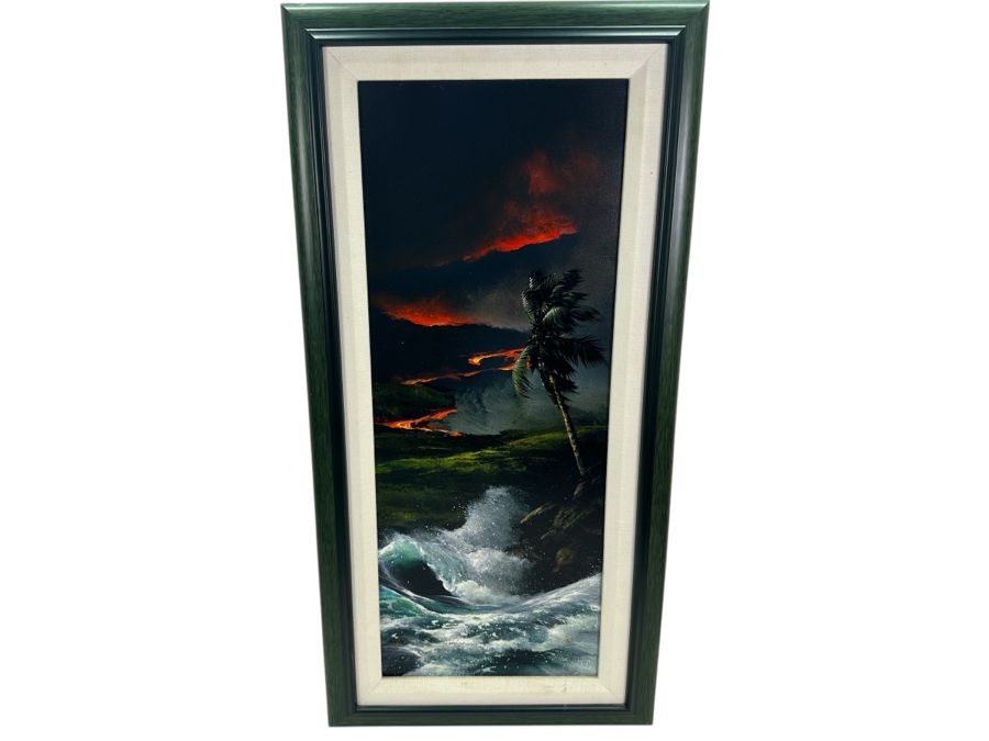 Clint Sloan Hand Signed Limited Edition Giclee Print Titled 'Spirit Of Pele' Numbered 12 Of 100 Dated 2000 10 X 25 Framed With C.O.A. [Photo 2]