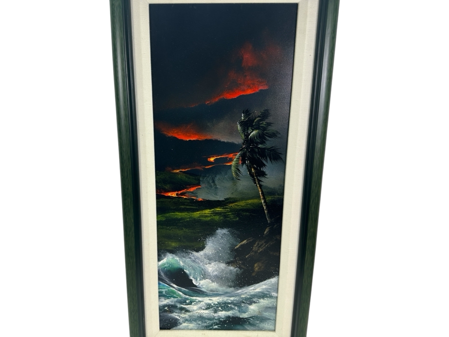 Clint Sloan Hand Signed Limited Edition Giclee Print Titled 'Spirit Of Pele' Numbered 12 Of 100 Dated 2000 10 X 25 Framed With C.O.A. [Photo 1]