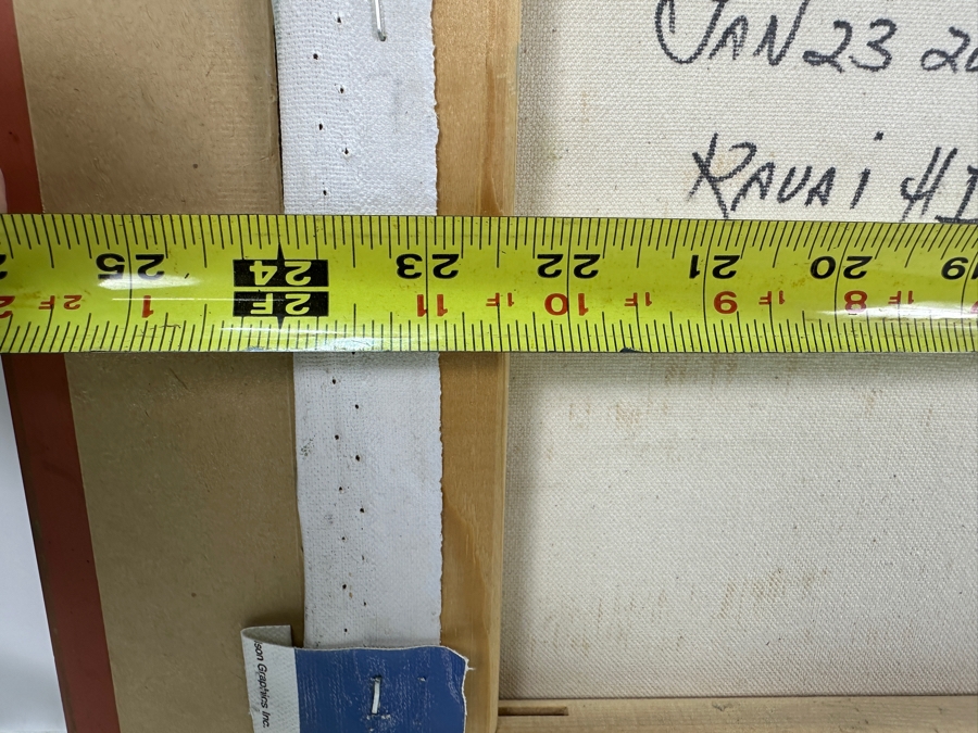 Stephen Sands (B. 1930, Hawaii) Original Plein Air Oil Painting On Canvas Titled 'Kapaa Shores' Dated January 23, 2002 Kauai, Hawaii 24 X 20 Framed [Photo 10]