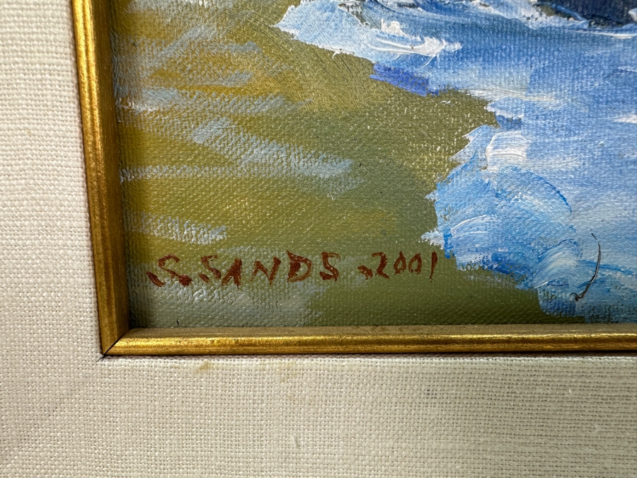 Stephen Sands (B. 1930, Hawaii) Original Plein Air Oil Painting On Canvas Titled 'High Surf - Na Pali Coast' Dated November, 2001 Hawaii 20 X 16 Framed [Photo 6]