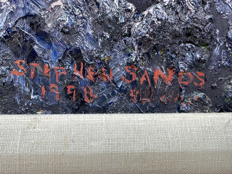 Stephen Sands (B. 1930, Hawaii) Original Plein Air Oil Painting On Canvas Dated 1998 Hawaii 24 X 12 Framed [Photo 9]