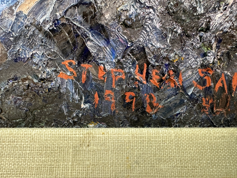 Stephen Sands (B. 1930, Hawaii) Original Plein Air Oil Painting On Canvas Dated 1998 Hawaii 24 X 12 Framed [Photo 10]