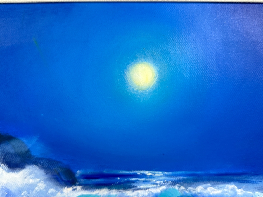 Stephen Sands (B. 1930, Hawaii) Original Plein Air Oil Painting On Canvas Dated 1998 Hawaii 24 X 12 Framed [Photo 8]