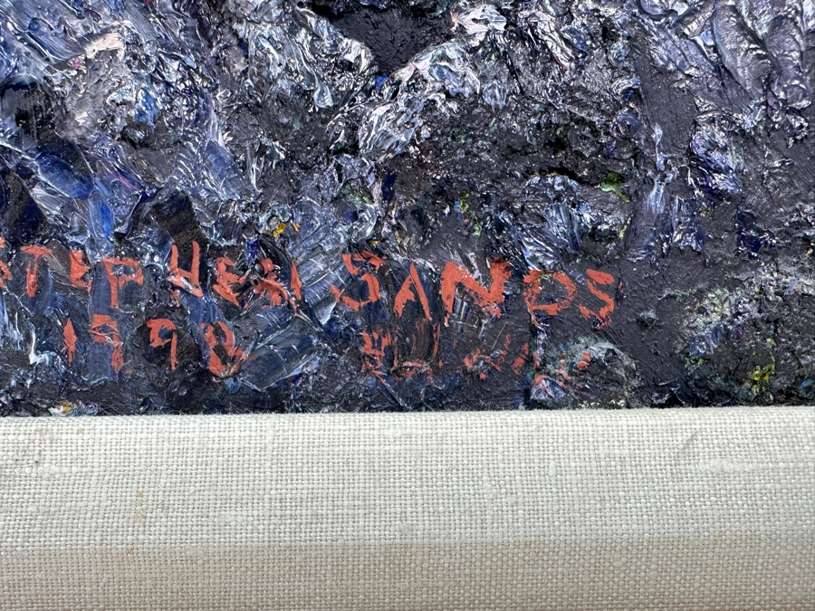 Stephen Sands (B. 1930, Hawaii) Original Plein Air Oil Painting On Canvas Dated 1998 Hawaii 24 X 12 Framed [Photo 11]