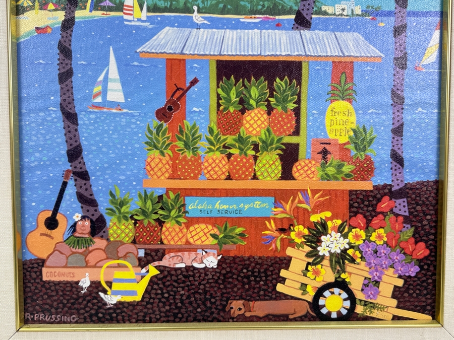 Rosalie Prussing Hand Signed Limited Edition Hawaiian Giclee Print 15 X 15 Framed 22 X 22 [Photo 3]