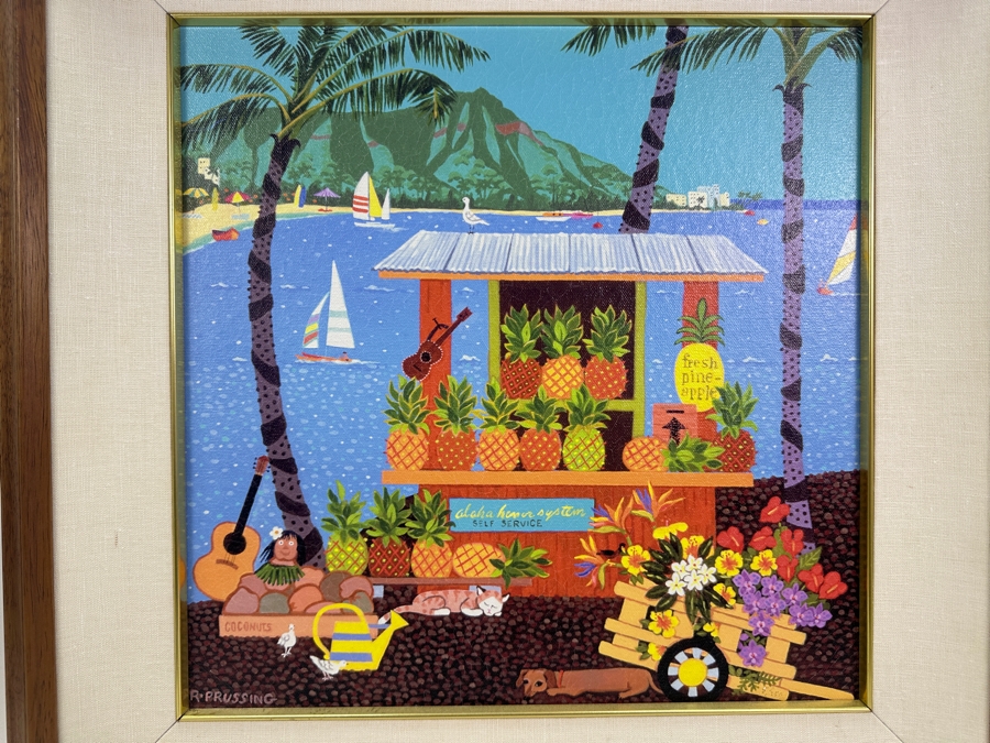 Rosalie Prussing Hand Signed Limited Edition Hawaiian Giclee Print 15 X 15 Framed 22 X 22 [Photo 1]