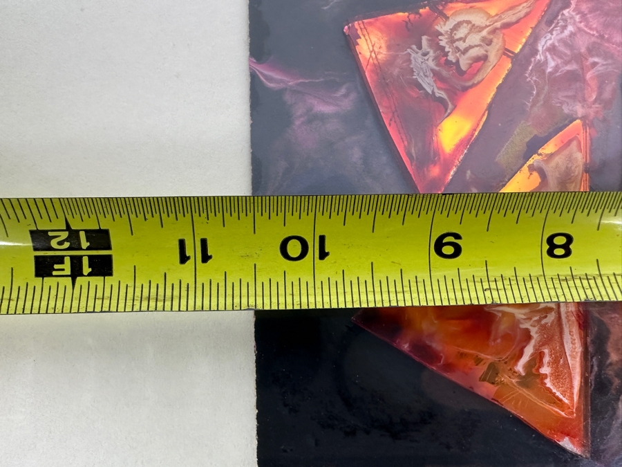 Original Mixed-Media Glass Collage Titled 'Vibrations' Artist Signed Signature Illegible 10.5 X 12 Framed 18 X 18 [Photo 12]