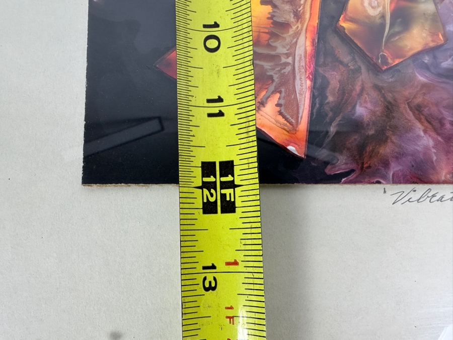 Original Mixed-Media Glass Collage Titled 'Vibrations' Artist Signed Signature Illegible 10.5 X 12 Framed 18 X 18 [Photo 13]