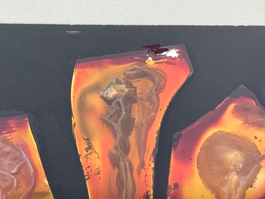 Original Mixed-Media Glass Collage Titled 'Vibrations' Artist Signed Signature Illegible 10.5 X 12 Framed 18 X 18 [Photo 8]