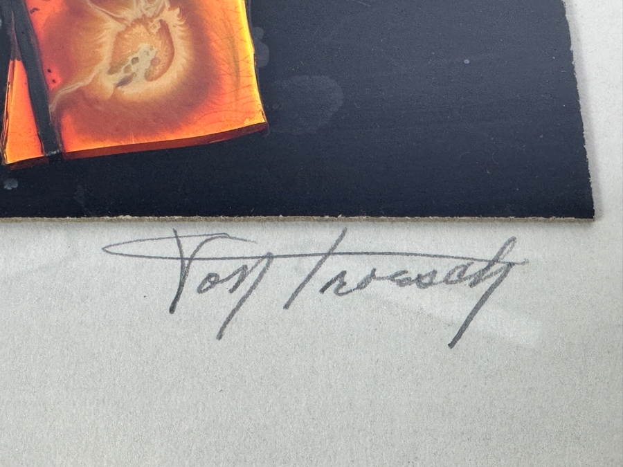 Original Mixed-Media Glass Collage Titled 'Vibrations' Artist Signed Signature Illegible 10.5 X 12 Framed 18 X 18 [Photo 5]