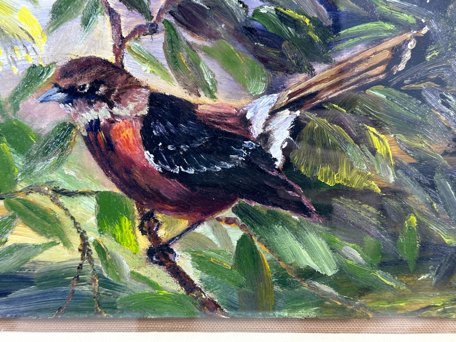 Christian Riso Original Oil Painting Of A Bird Kauai 2004 12 X 7 Shadowbox Framed 26 X 21 [Photo 3]