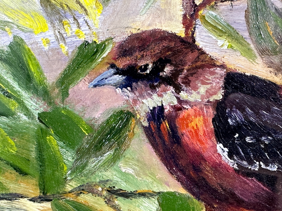 Christian Riso Original Oil Painting Of A Bird Kauai 2004 12 X 7 Shadowbox Framed 26 X 21 [Photo 4]