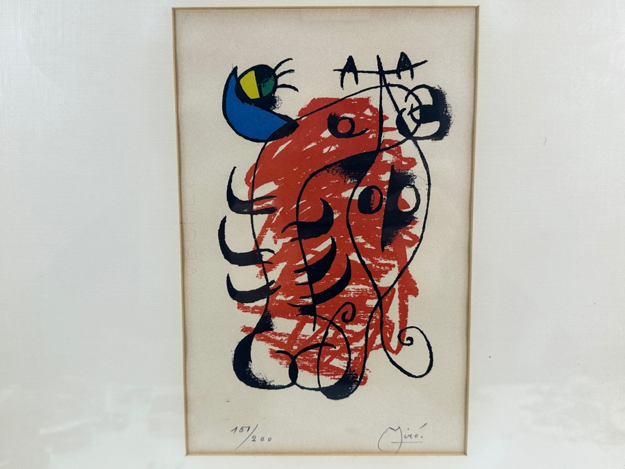Joan Miro (1893-1983, Spain/France) La Boite Alerte (The Alert Box) 1959 Hand Signed Limited Edition Lithograph On Arches Paper Numbered 151 Of 200 6.25 X 9.5 Framed [Photo 3]