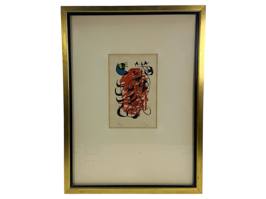 Joan Miro (1893-1983, Spain/France) La Boite Alerte (The Alert Box) 1959 Hand Signed Limited Edition Lithograph On Arches Paper Numbered 151 Of 200 6.25 X 9.5 Framed [Photo 2]