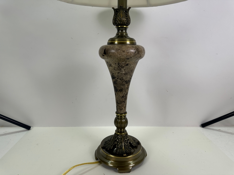 Brass And Marble Accent Table Lamp 29H [Photo 2]