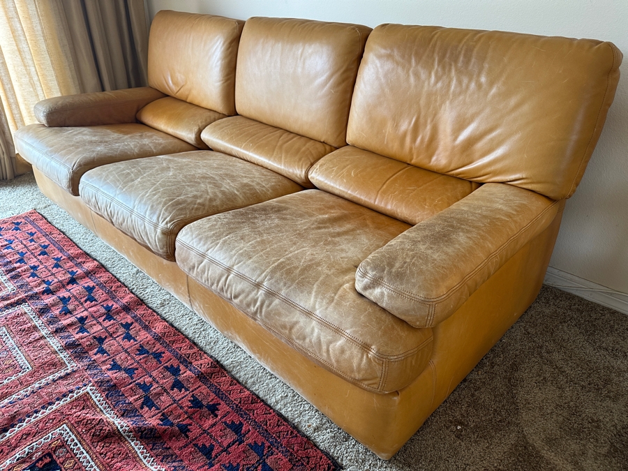 Roche Bobois Leather 3-Seater Sofa Made In France 87W X 40D X 33H [Photo 5]