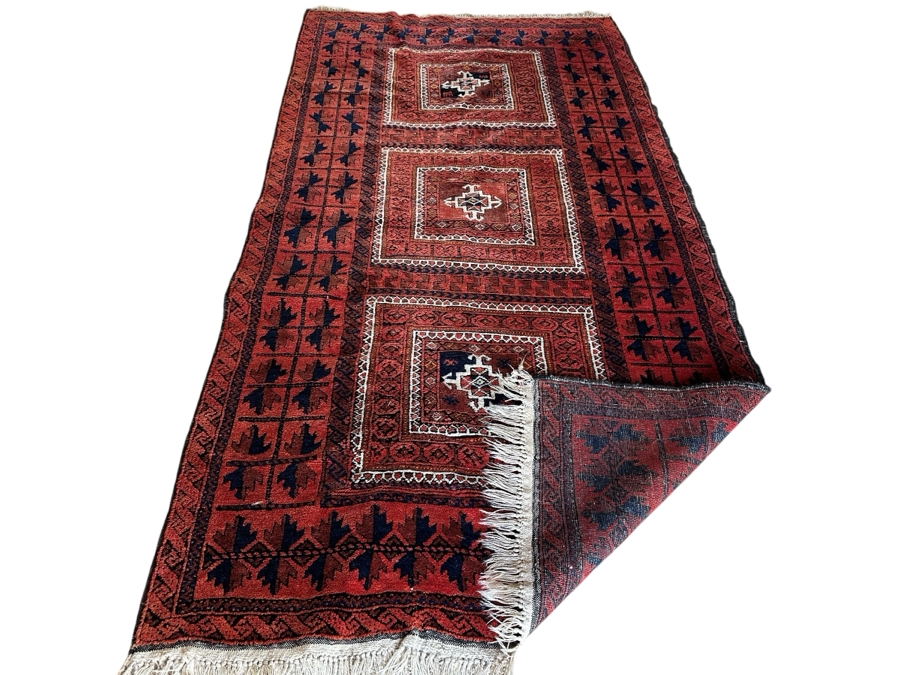 Vintage Hand Knotted Wool Persian Area Rug 40 X 77
