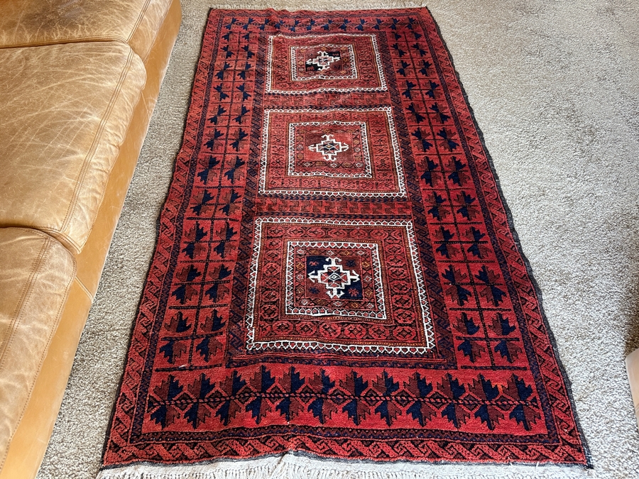 Vintage Hand Knotted Wool Persian Area Rug 40 X 77 [Photo 3]
