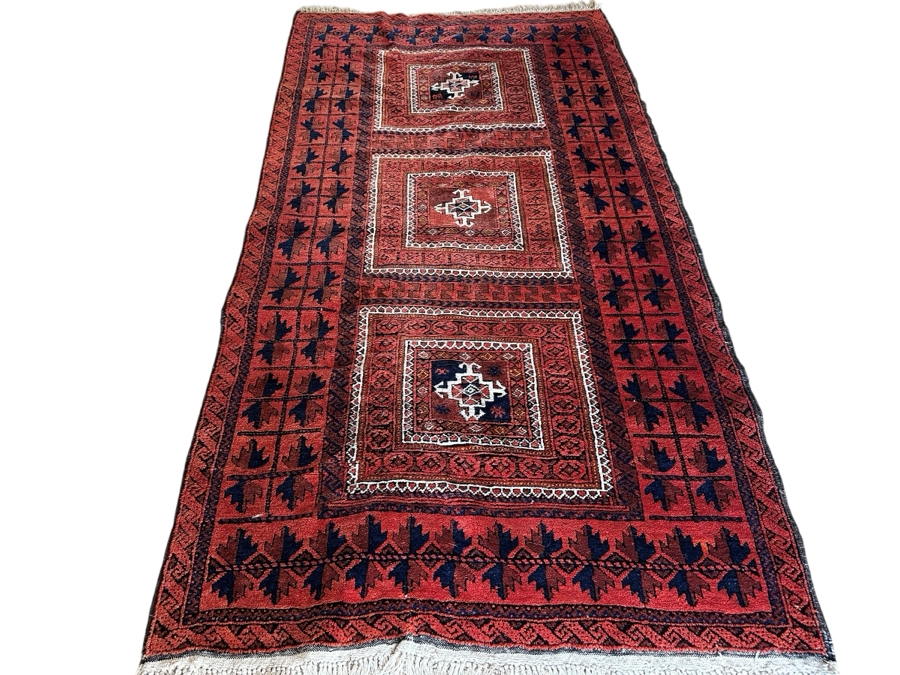 Vintage Hand Knotted Wool Persian Area Rug 40 X 77 [Photo 2]