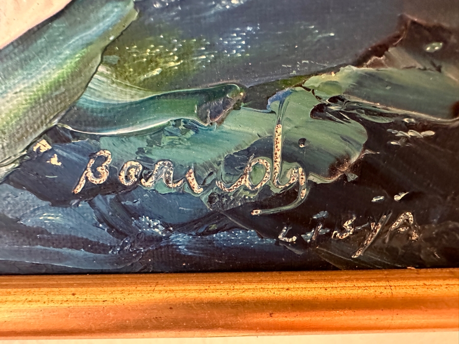 Original Oil Painting On Canvas Panel Of A Sailboat In Stormy Seas Signature Illegible 20 X 16 [Photo 4]