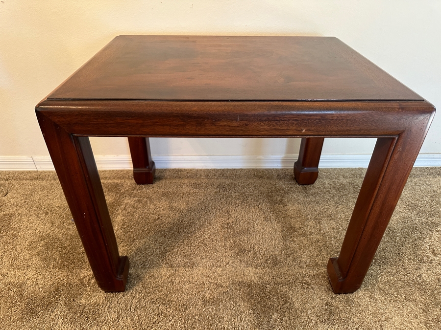 John Stuart Mid-Century Modern Chinese Style Wooden Side Table #1 28W X 21.5D X 22H [Photo 2]