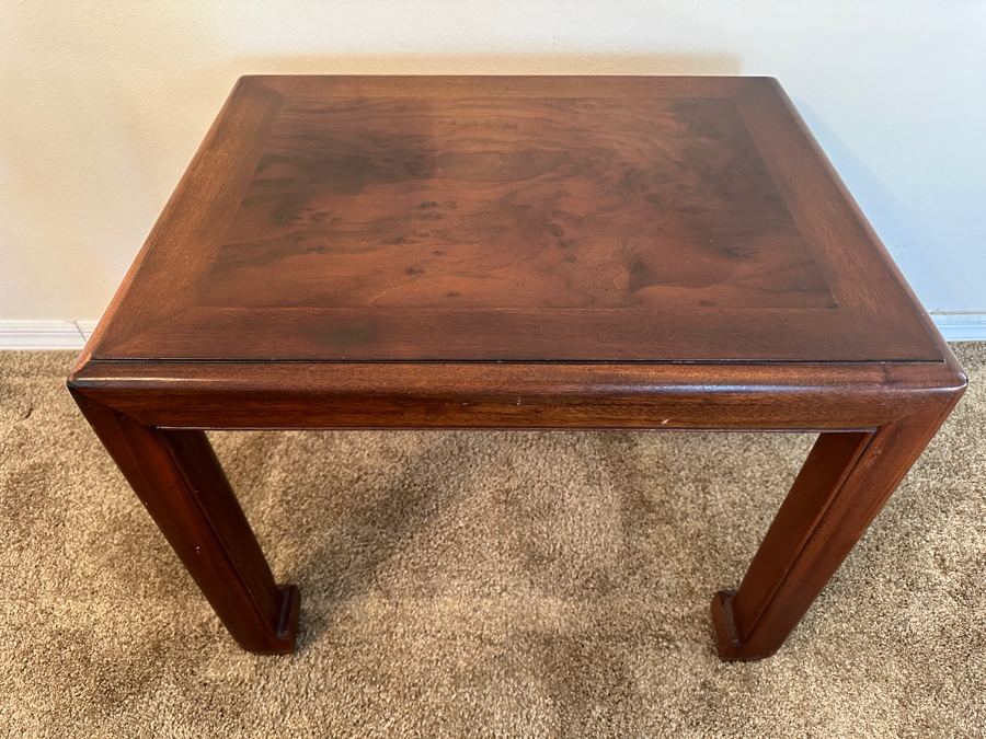 John Stuart Mid-Century Modern Chinese Style Wooden Side Table #1 28W X 21.5D X 22H [Photo 4]